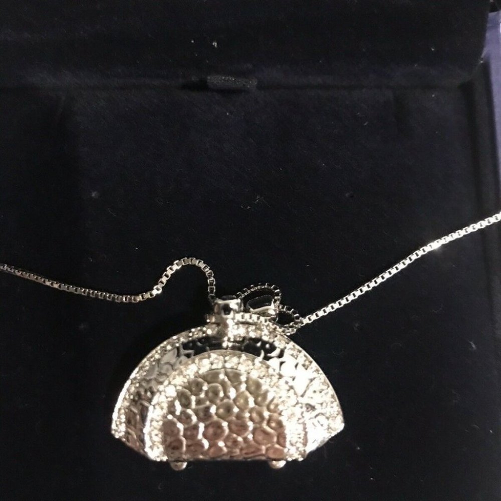 Swarovski Silver Crystal &‎ Rhodium Purse Necklace